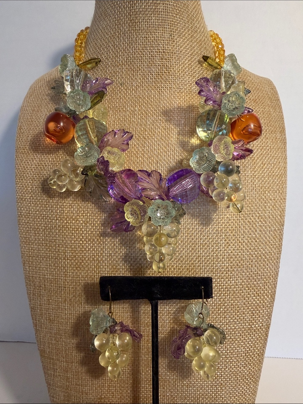 Fruit Salad Vintage Necklace and Earrings